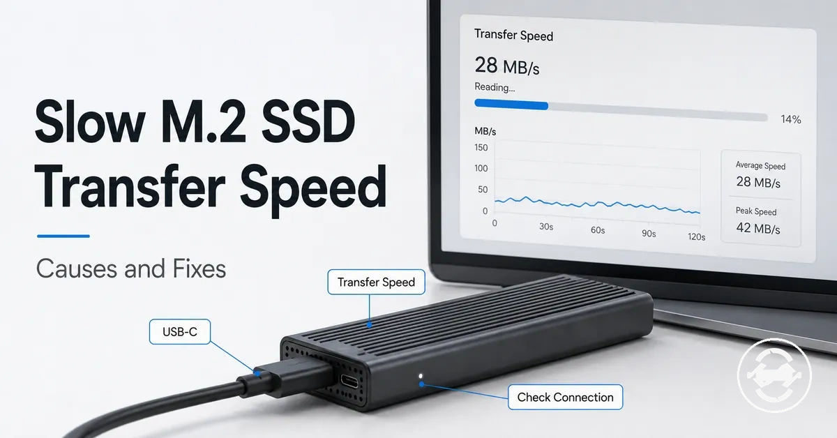 M.2 SSD enclosure connected by USB-C while checking slow transfer speed causes