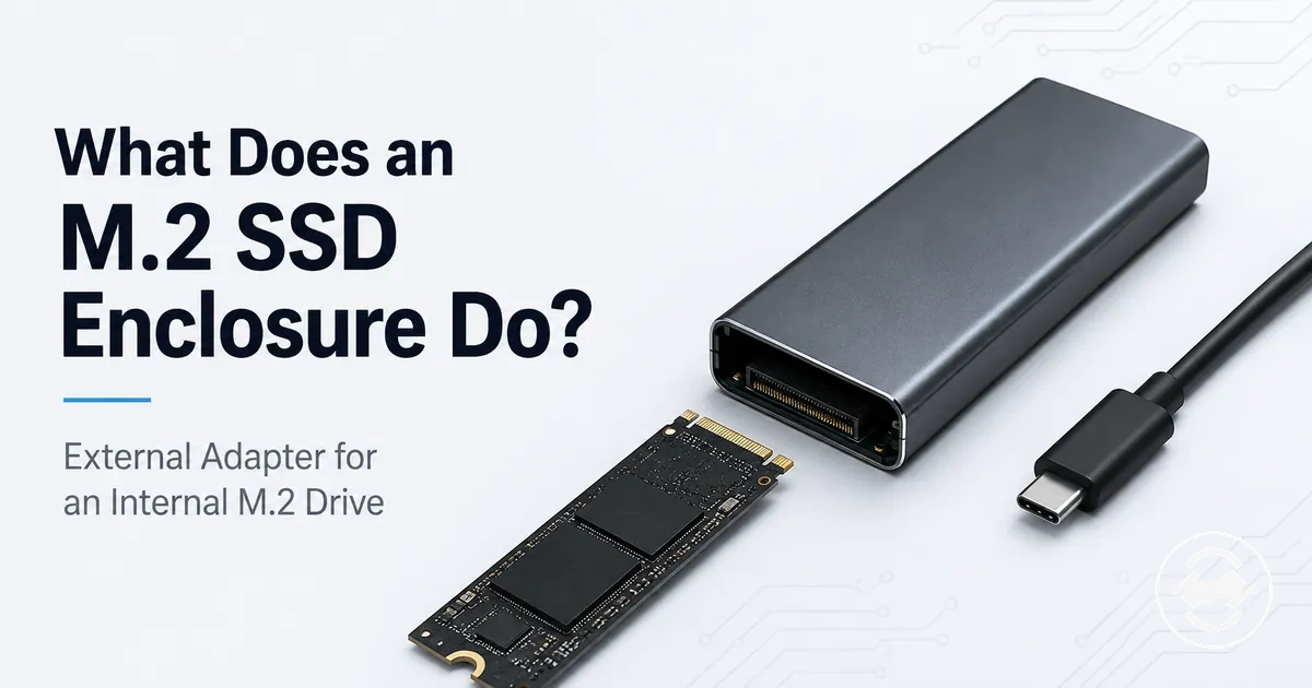 M.2 SSD enclosure shown as an external adapter for an internal M.2 drive