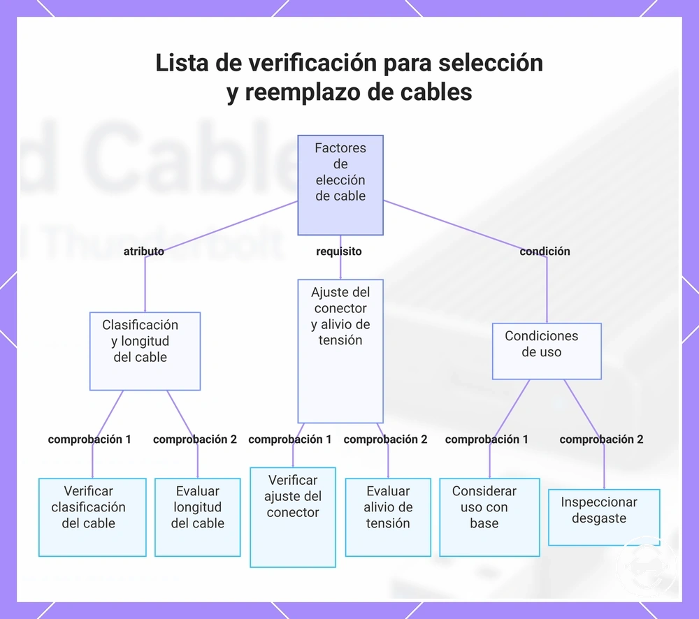 Lista de verificación para selección y reemplazo de cables