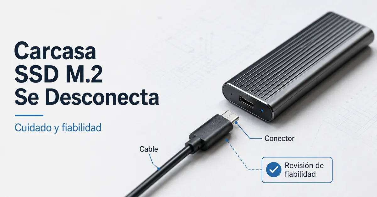Carcasa para SSD M.2 con cable y conector revisados por fallos de desconexión y fiabilidad