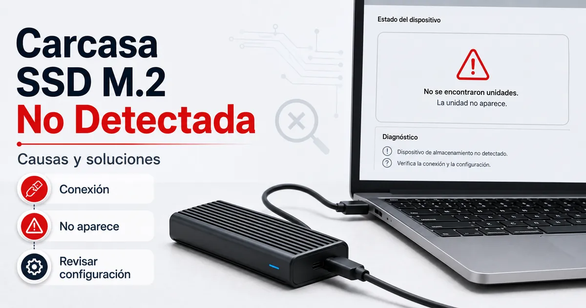 Diagnóstico de una carcasa para SSD M.2 que no se detecta o no aparece