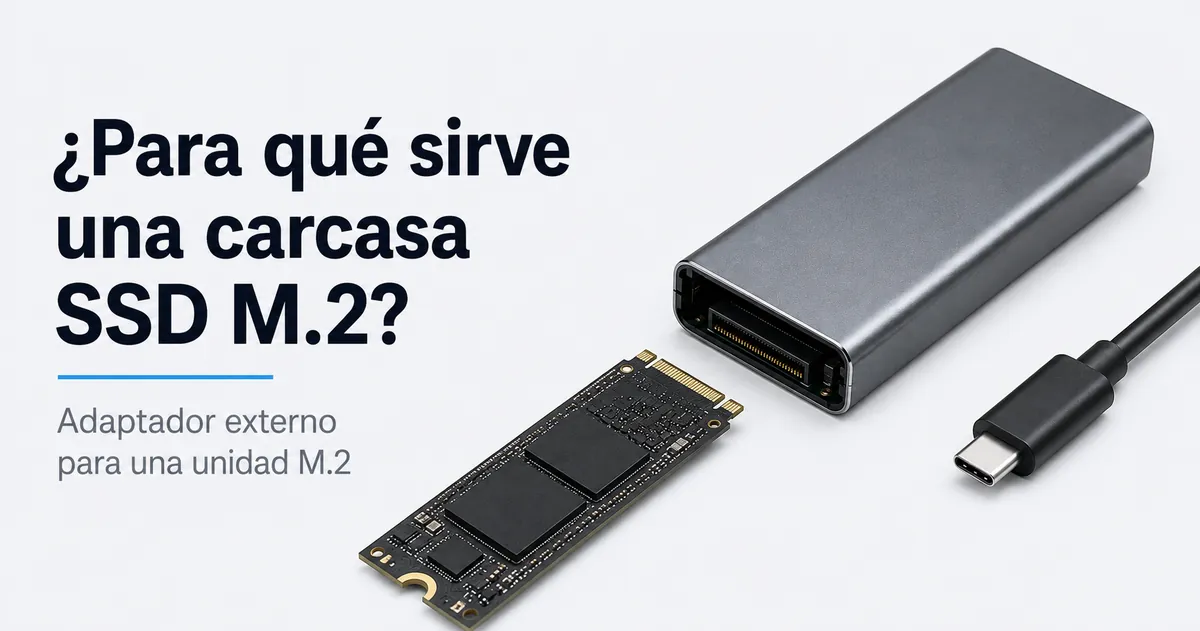 Carcasa para SSD M.2 mostrada como adaptador externo para una unidad M.2 interna