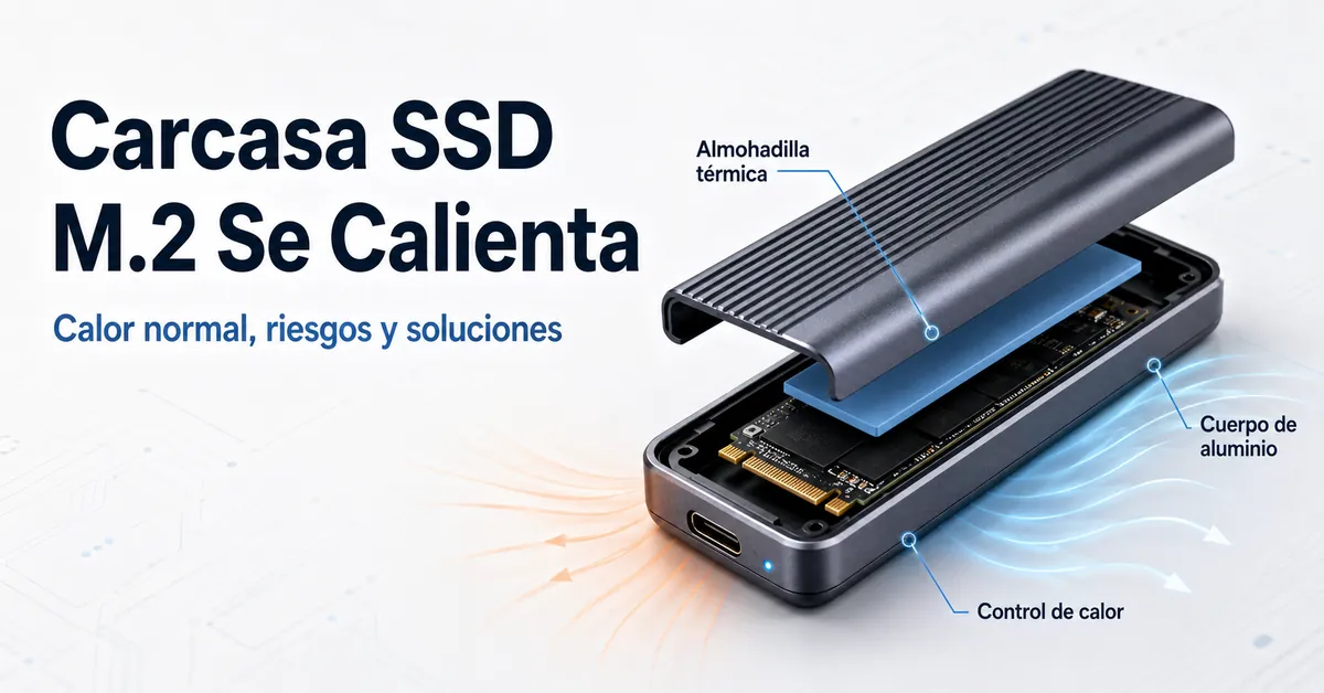 Carcasa para SSD M.2 con almohadilla térmica y cuerpo de aluminio para controlar el calor