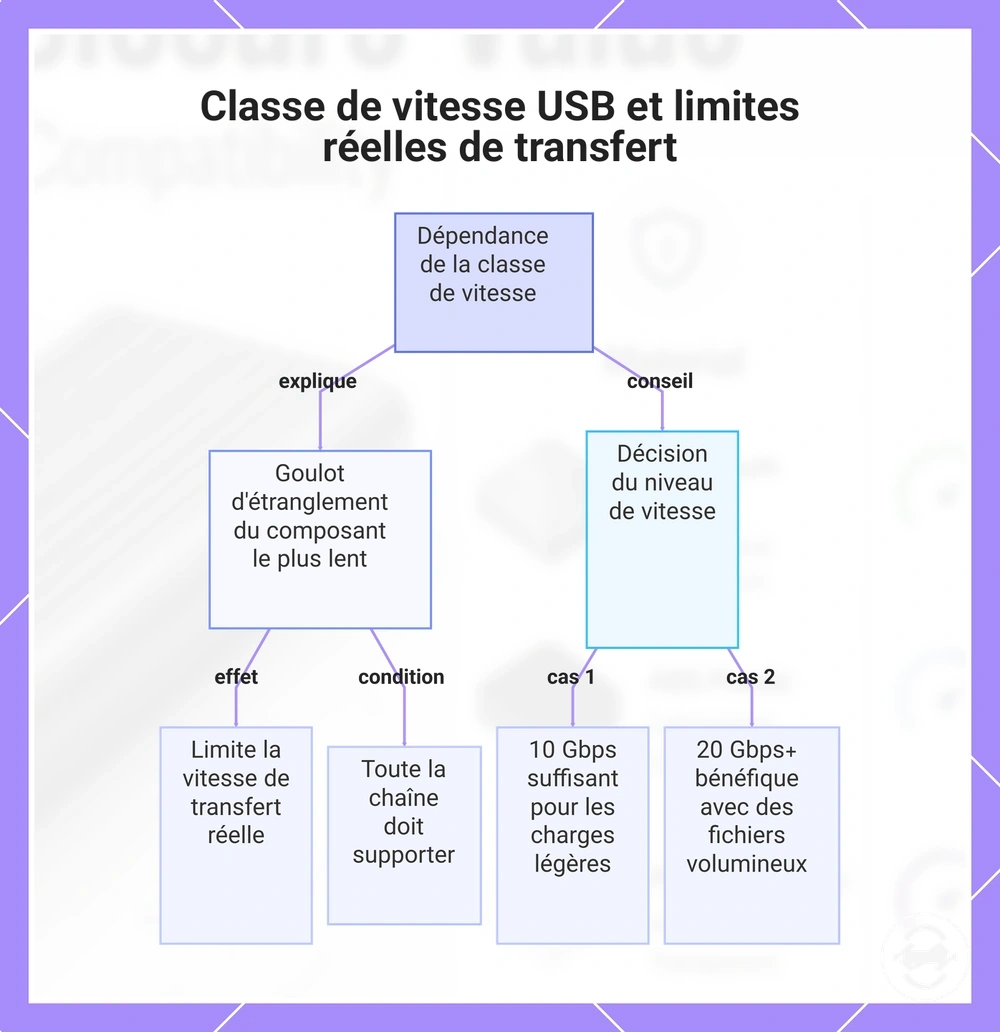 Classe de vitesse USB et limites réelles de transfert