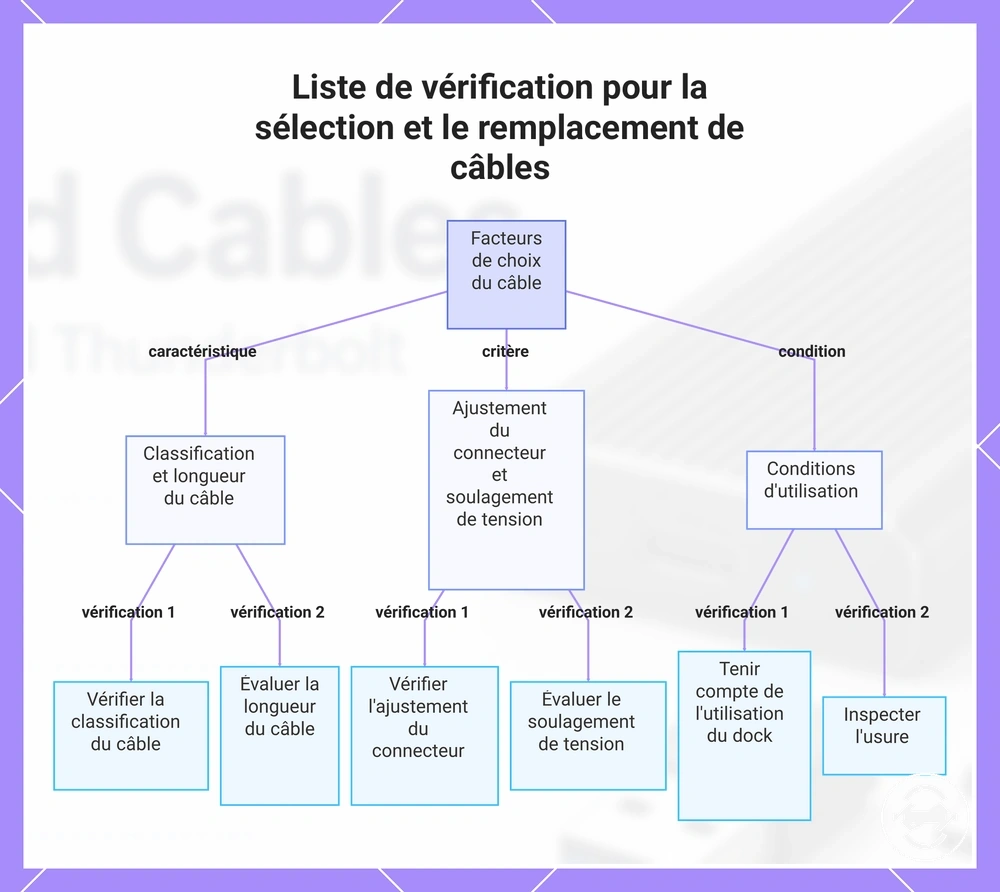 Liste de vérification pour la sélection et le remplacement de câbles