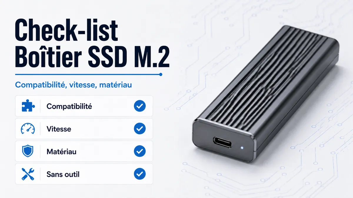 Check-list d’achat pour boîtier SSD M.2 avec compatibilité, vitesse, matériau et design sans outil