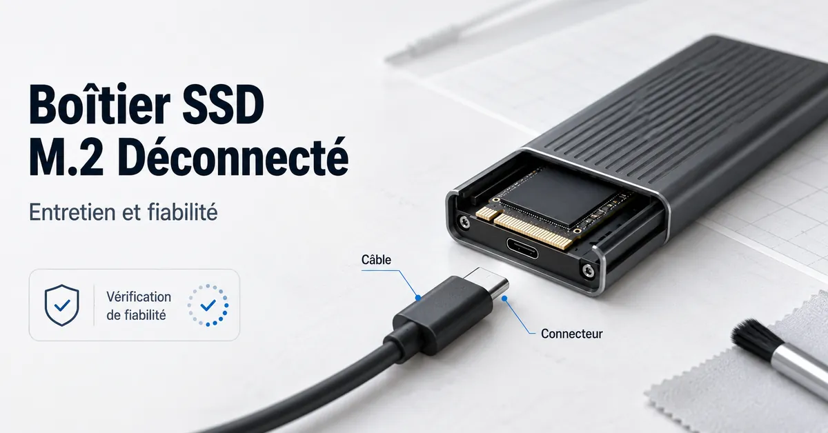 Boîtier SSD M.2 avec câble et connecteur vérifiés pour les coupures de connexion et les problèmes de fiabilité