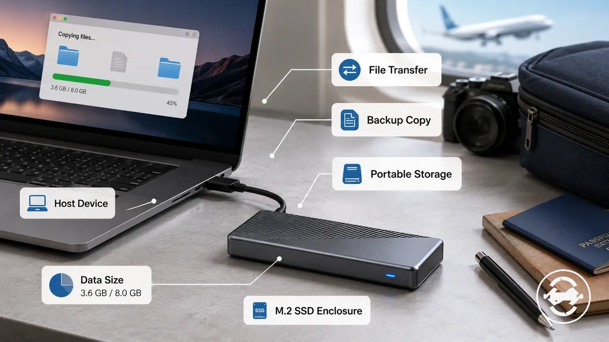 Case para SSD M.2 portátil usado para backup de curto prazo e cópias portáteis