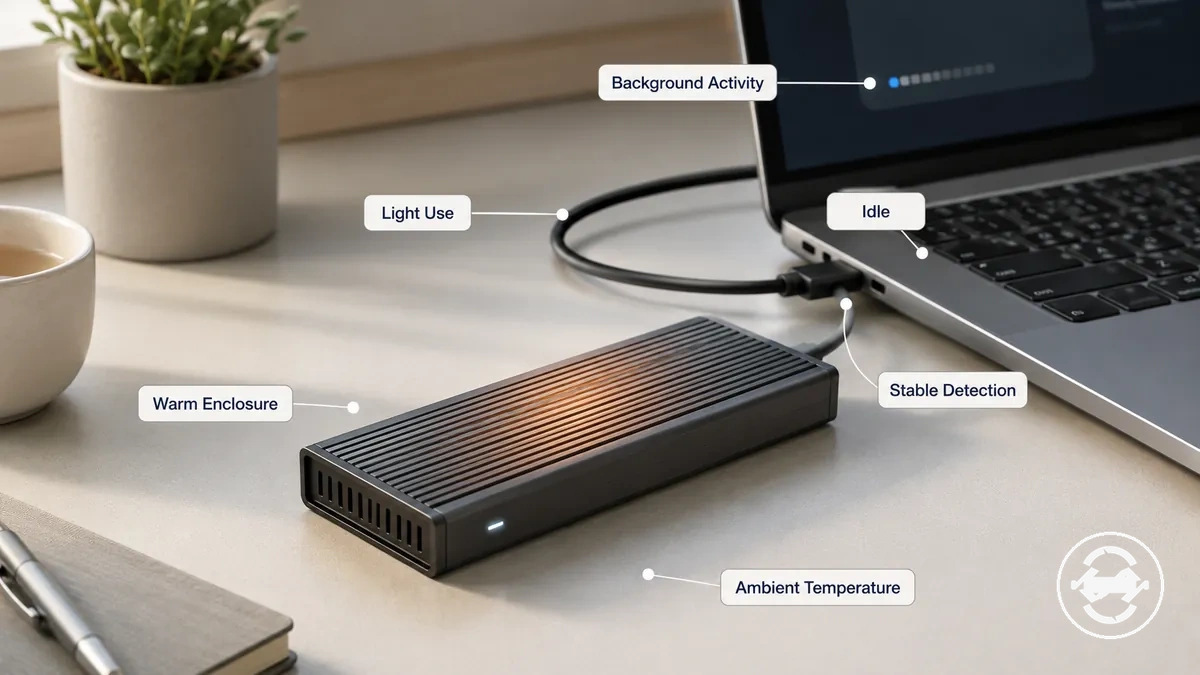 Case para SSD M.2 morno conectado durante repouso ou uso leve
