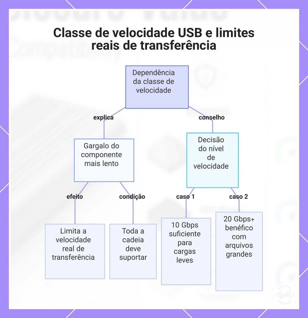 Classe de velocidade USB e limites reais de transferência