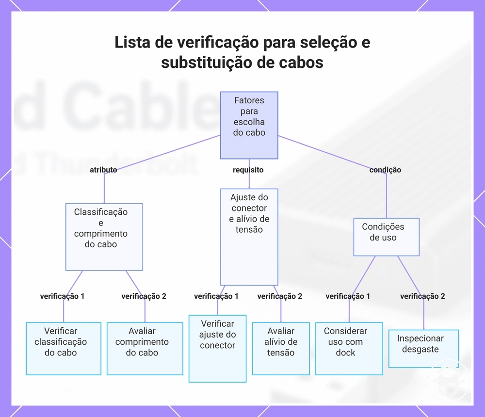 Lista de verificação para seleção e substituição de cabos