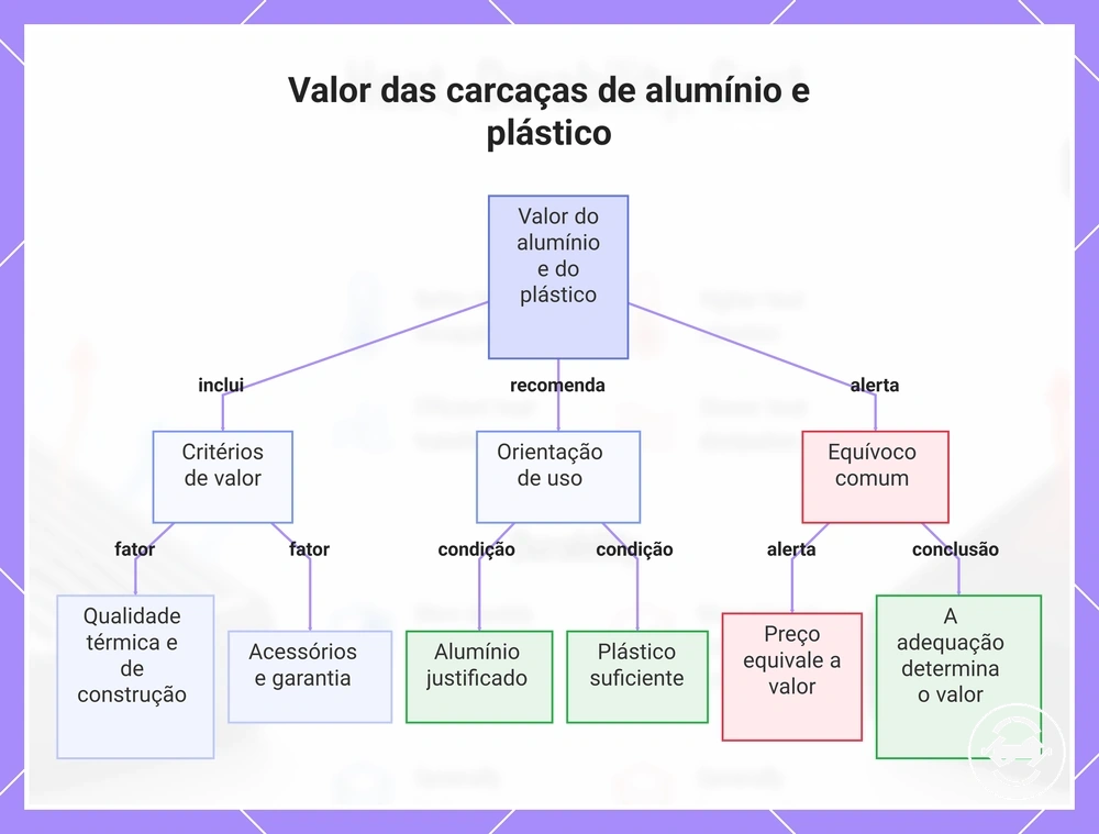 Valor das carcaças de alumínio e plástico