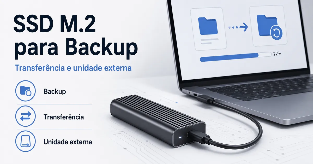 Case para SSD M.2 usado como unidade externa para backup e transferencia de arquivos