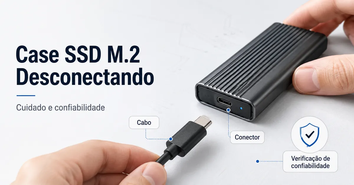 Case para SSD M.2 com cabo e conector verificados por falhas de desconexao e confiabilidade