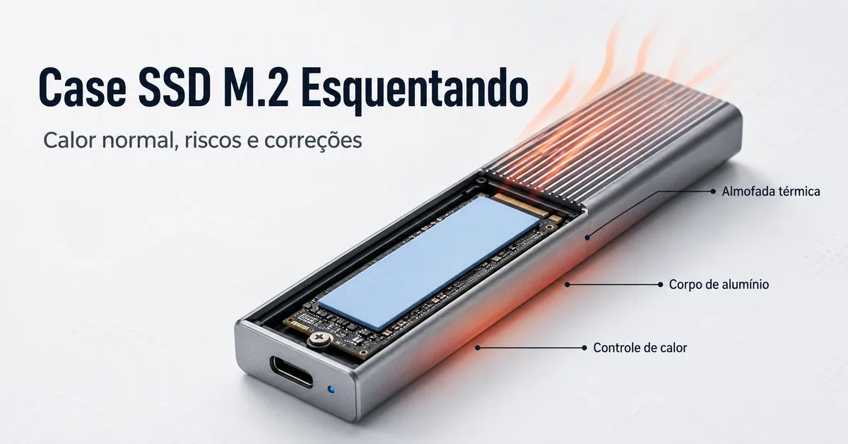 Case para SSD M.2 com almofada termica e corpo de aluminio para controle de calor