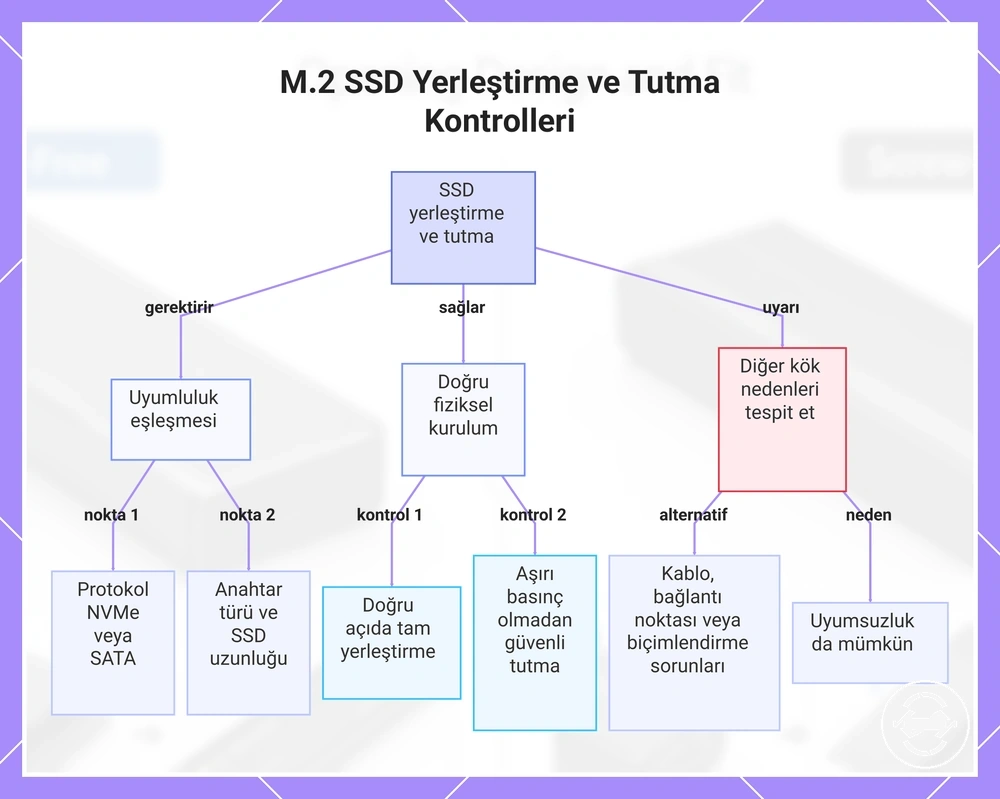 M.2 SSD Yerleştirme ve Tutma Kontrolleri