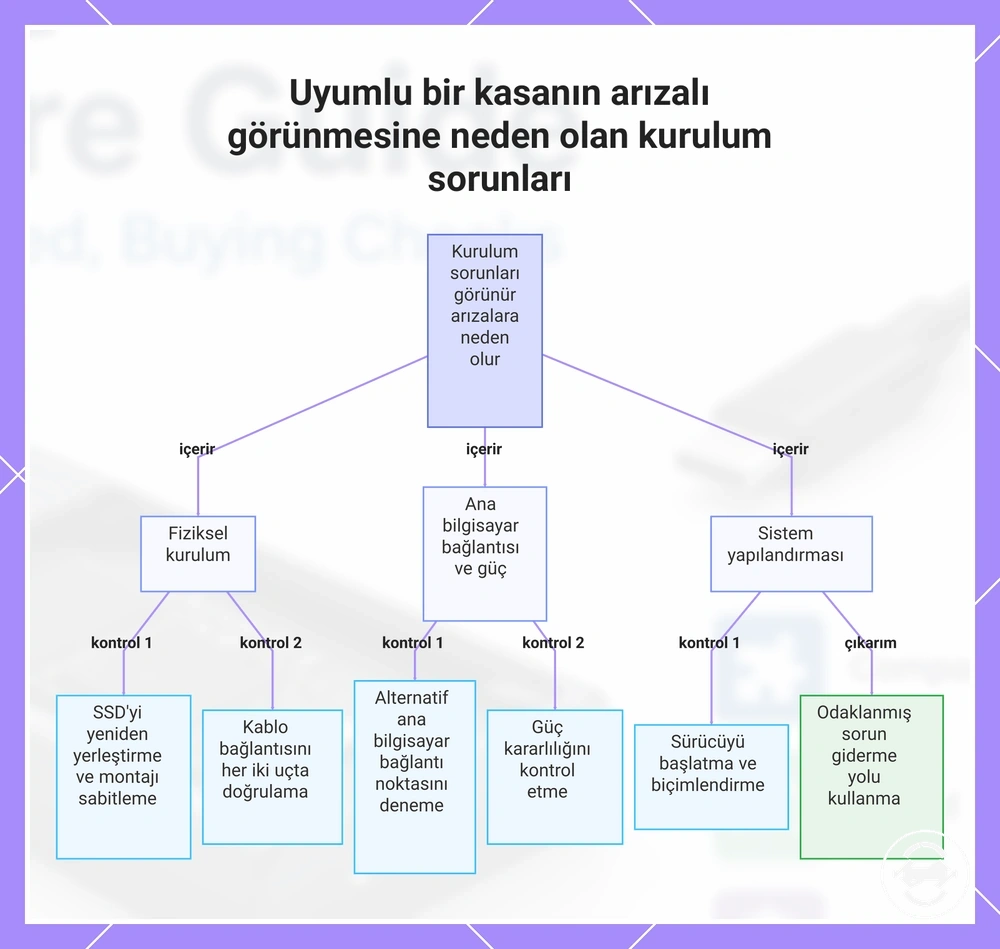 Uyumlu bir kasanın arızalı görünmesine neden olan kurulum sorunları